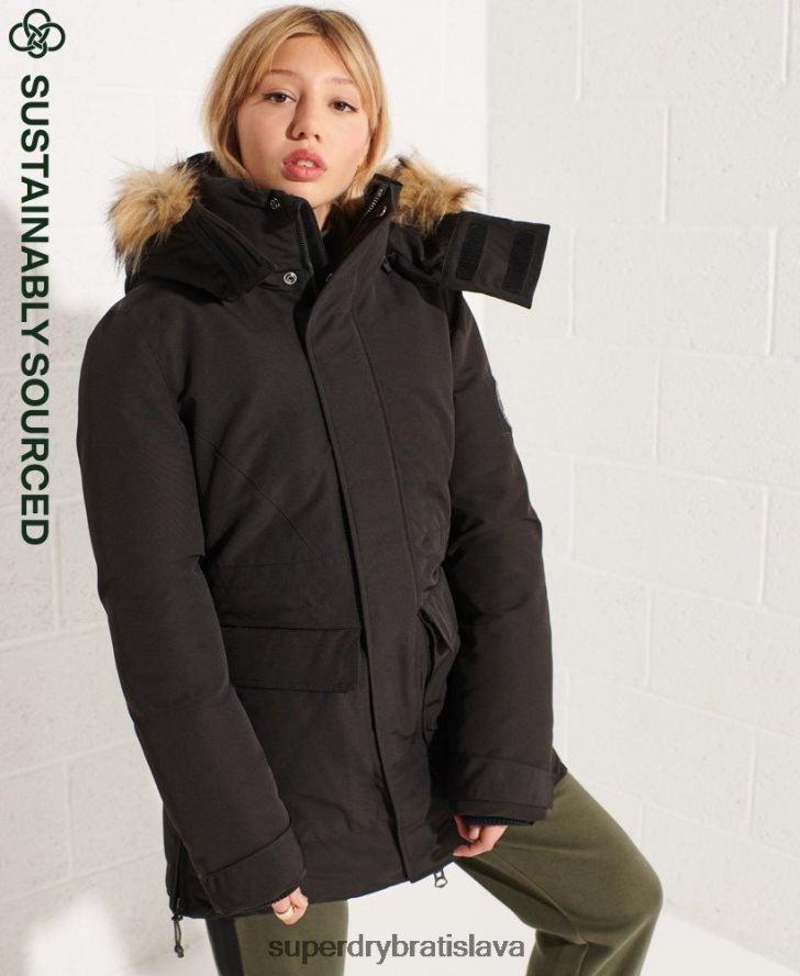 Superdry ženy kódový kabát parka Everest 6B4ZTR5537 oblečenie čierna