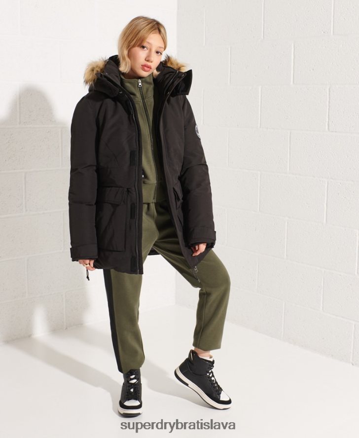 Superdry ženy kódový kabát parka Everest 6B4ZTR5537 oblečenie čierna