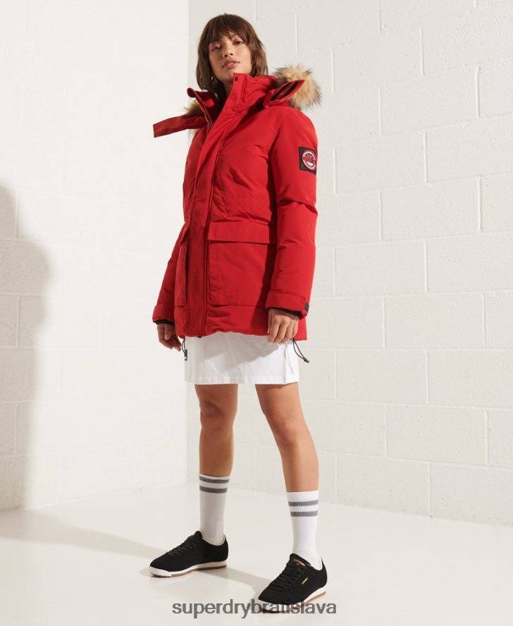 Superdry ženy kódový kabát parka Everest 6B4ZTR5589 oblečenie červená