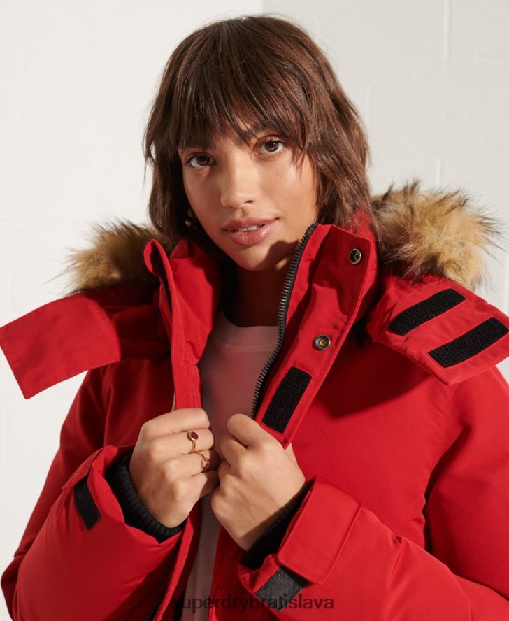 Superdry ženy kódový kabát parka Everest 6B4ZTR5589 oblečenie červená