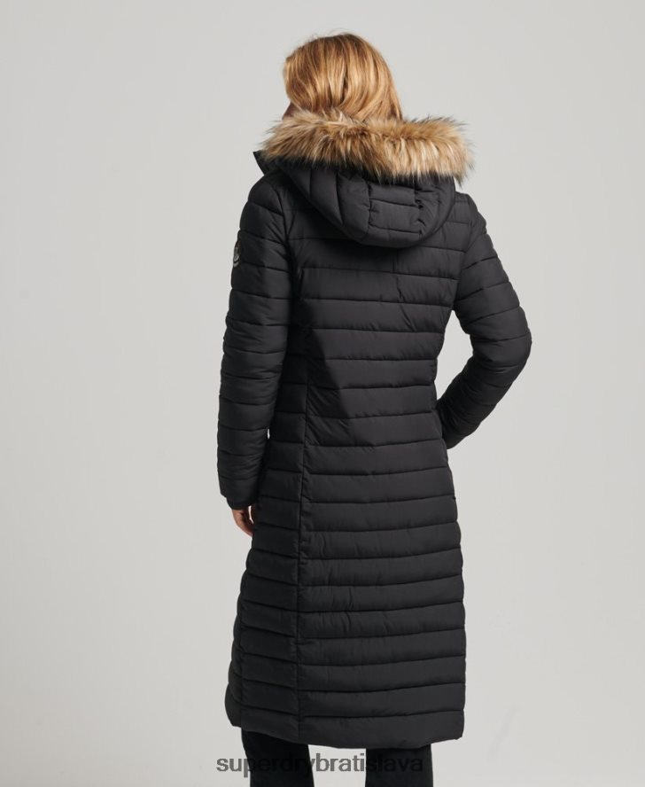 Superdry ženy kabát super longline fuji 6B4ZTR3777 oblečenie čierna