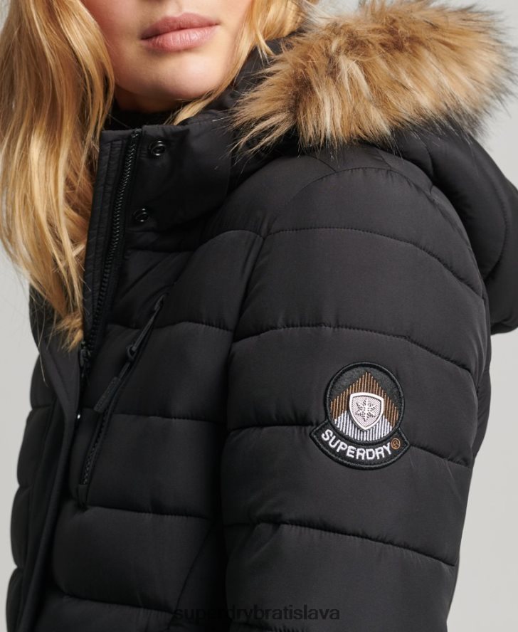 Superdry ženy kabát super longline fuji 6B4ZTR3777 oblečenie čierna