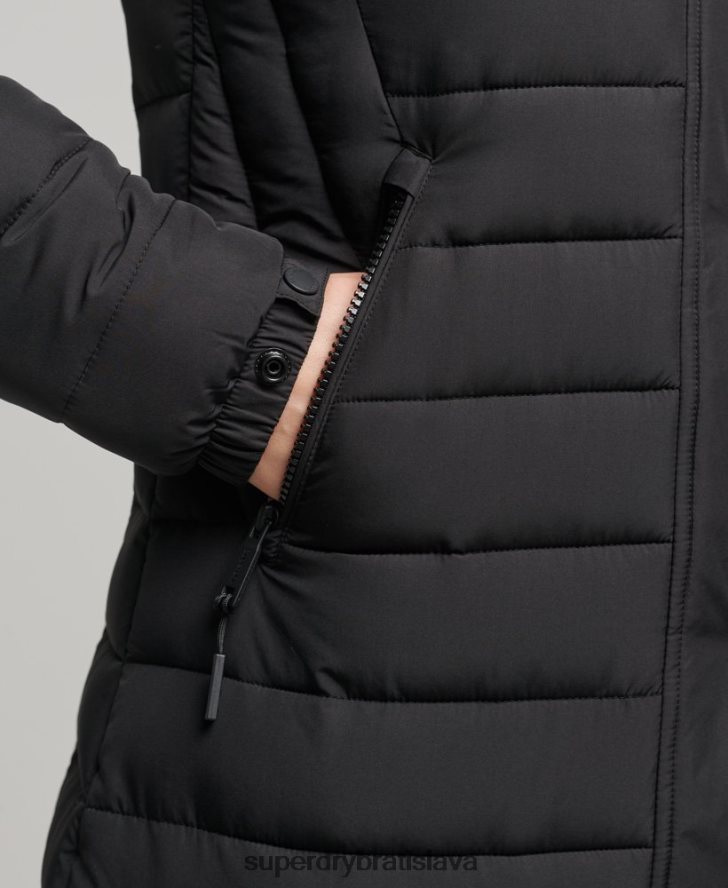 Superdry ženy kabát super longline fuji 6B4ZTR3777 oblečenie čierna
