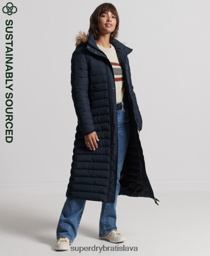 Superdry ženy kabát super longline fuji 6B4ZTR3816 oblečenie námorníctvo