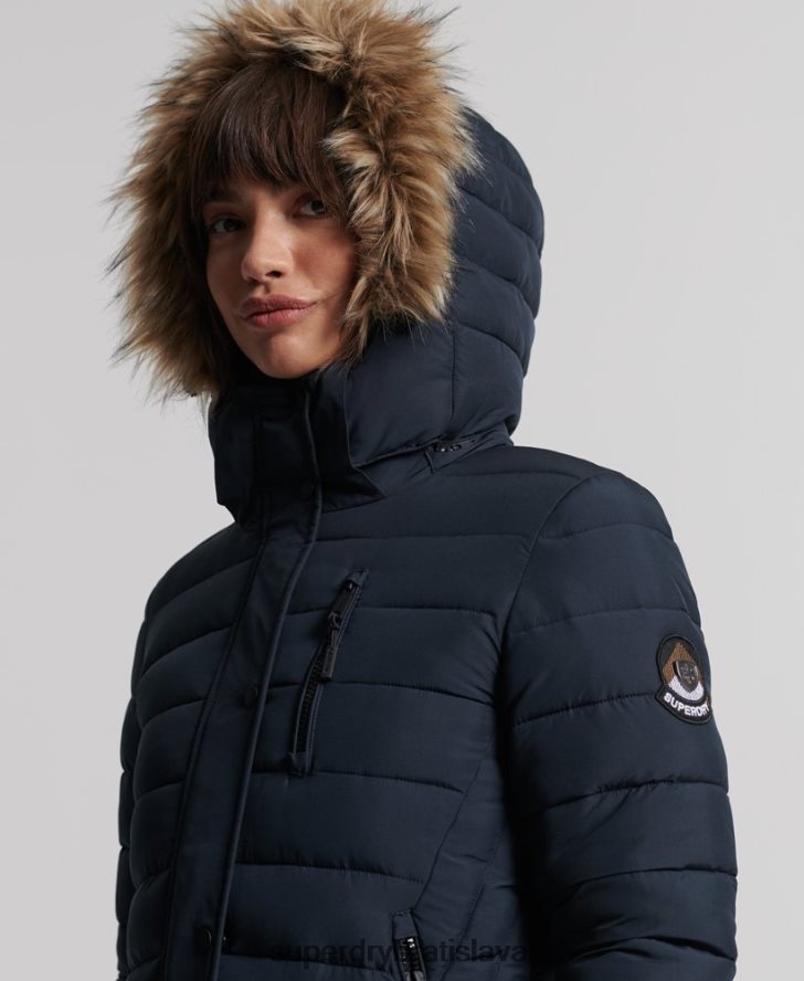 Superdry ženy kabát super longline fuji 6B4ZTR3816 oblečenie námorníctvo