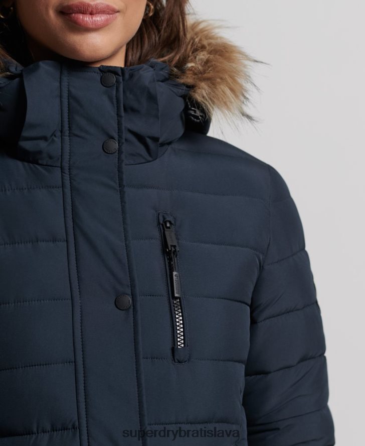 Superdry ženy kabát super longline fuji 6B4ZTR3816 oblečenie námorníctvo