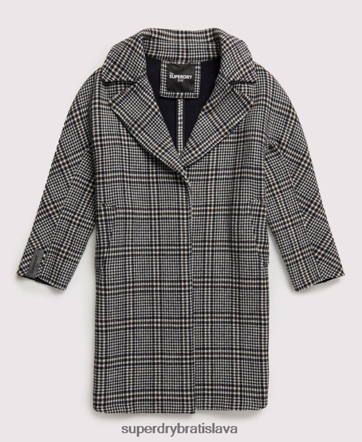 Superdry ženy koben vlnený kabát 6B4ZTR3858 oblečenie čierna