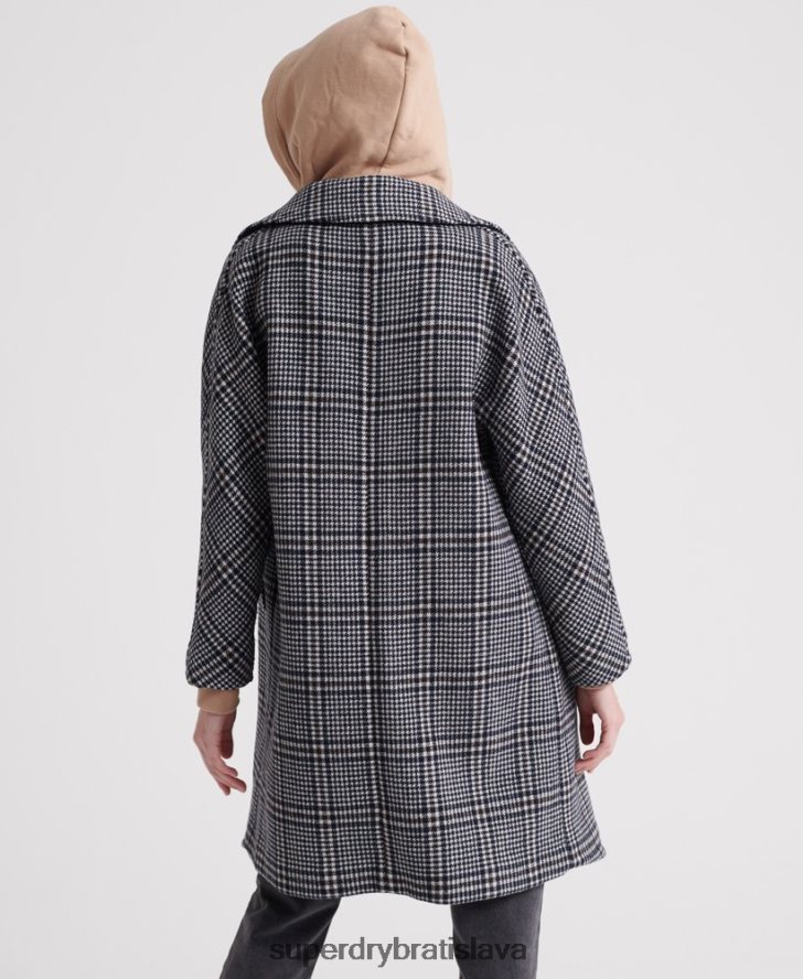 Superdry ženy koben vlnený kabát 6B4ZTR3858 oblečenie čierna