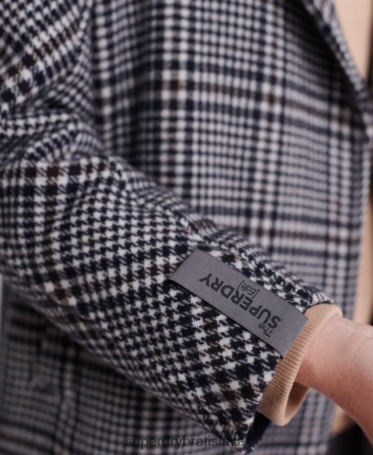 Superdry ženy koben vlnený kabát 6B4ZTR3858 oblečenie čierna