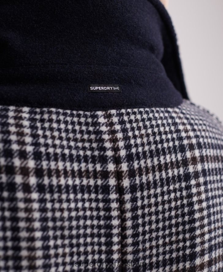 Superdry ženy koben vlnený kabát 6B4ZTR3858 oblečenie čierna