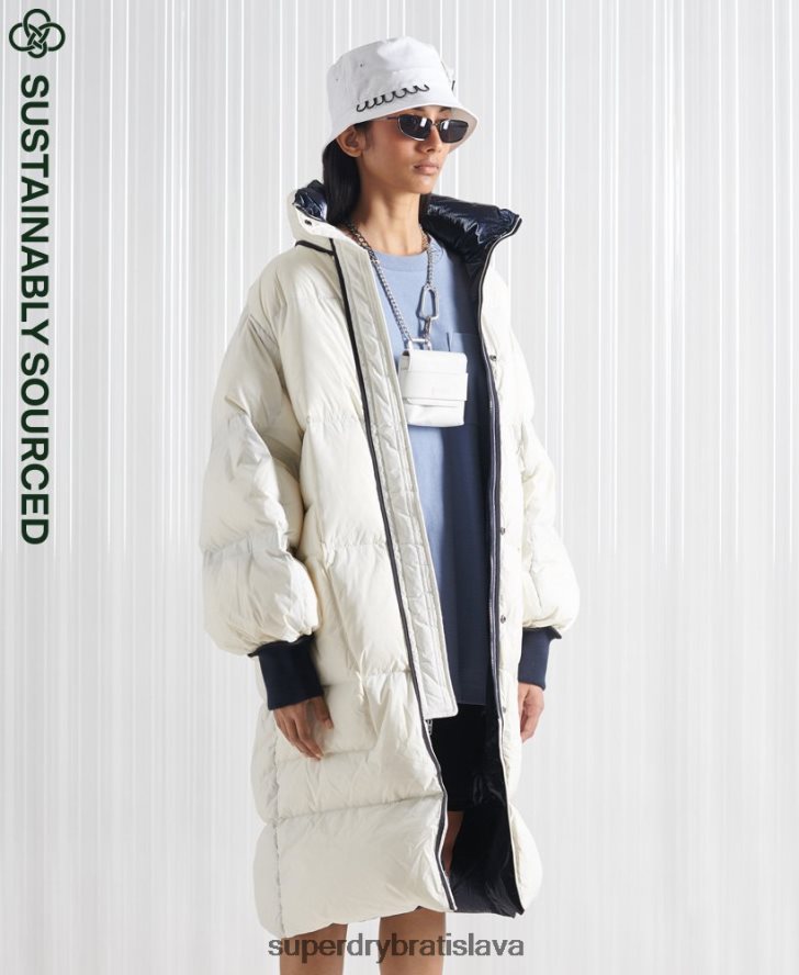 Superdry ženy limitovaná edícia sdx obojstranný páperový kabát 6B4ZTR5627 oblečenie krém