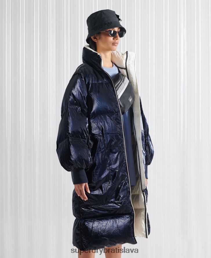 Superdry ženy limitovaná edícia sdx obojstranný páperový kabát 6B4ZTR5627 oblečenie krém