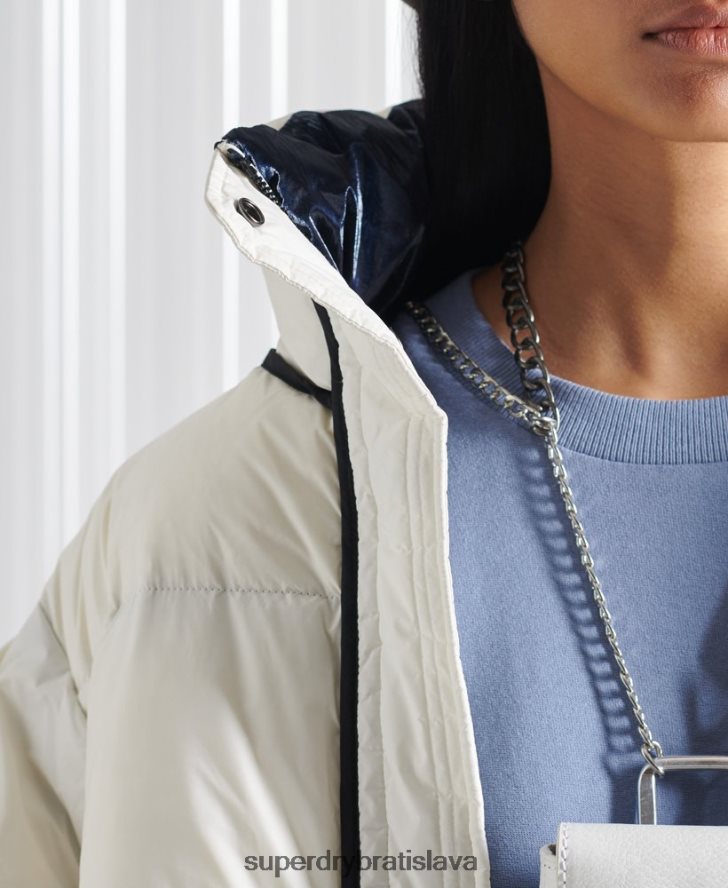 Superdry ženy limitovaná edícia sdx obojstranný páperový kabát 6B4ZTR5627 oblečenie krém