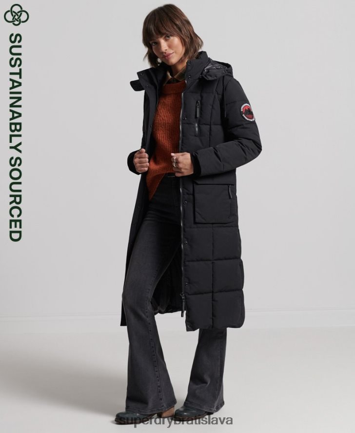 Superdry ženy longline everest kabát 6B4ZTR5512 oblečenie čierna