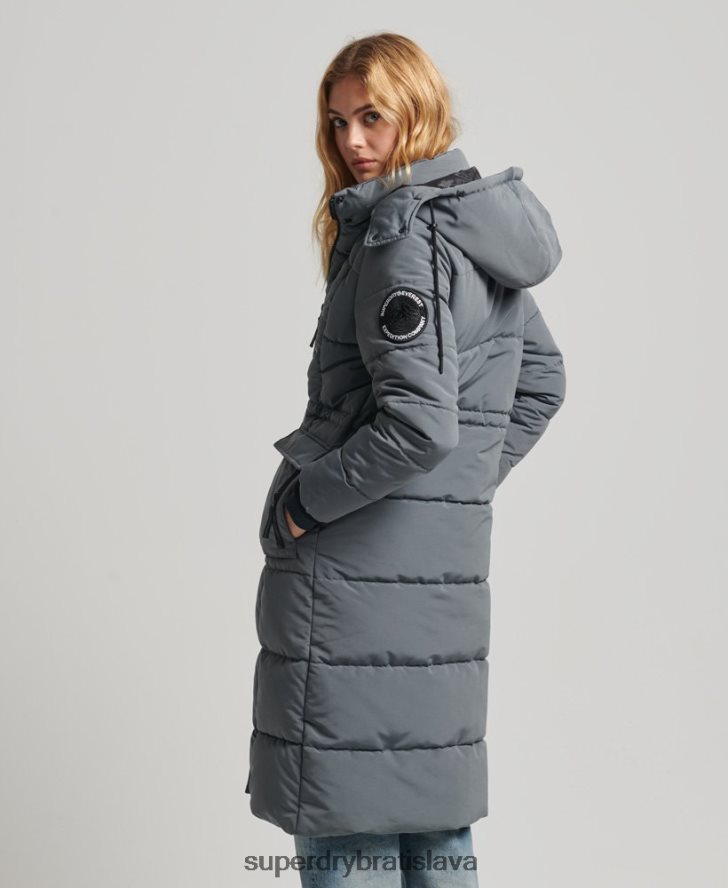 Superdry ženy longline everest kabát 6B4ZTR5576 oblečenie tmavošedý