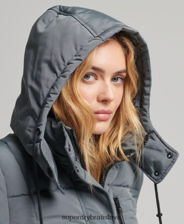Superdry ženy longline everest kabát 6B4ZTR5576 oblečenie tmavošedý