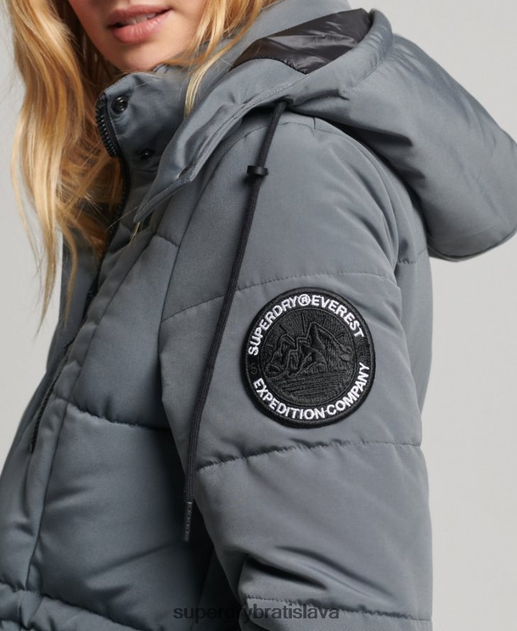 Superdry ženy longline everest kabát 6B4ZTR5576 oblečenie tmavošedý
