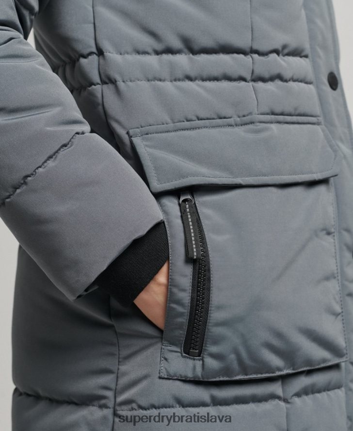Superdry ženy longline everest kabát 6B4ZTR5576 oblečenie tmavošedý