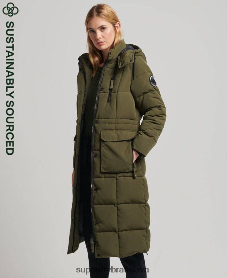 Superdry ženy longline everest kabát 6B4ZTR5688 oblečenie zelená