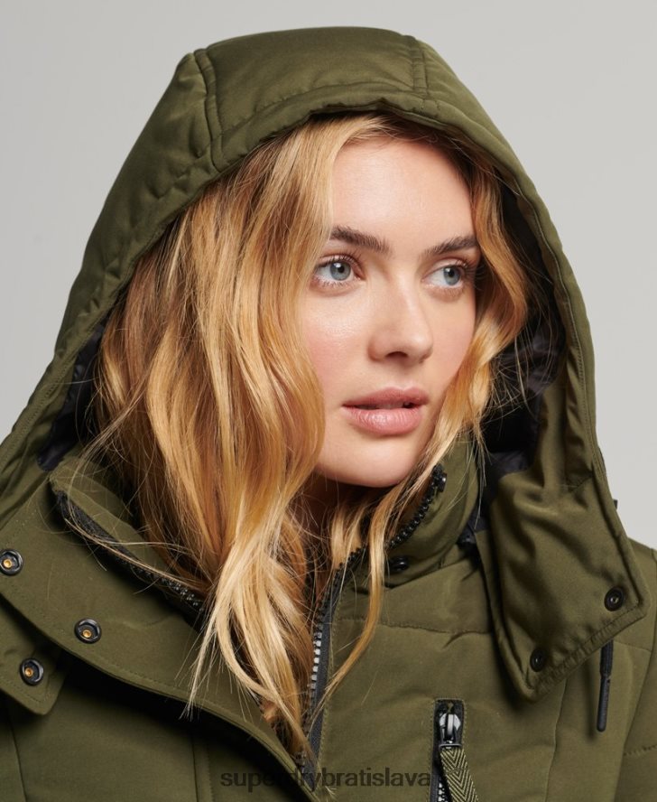 Superdry ženy longline everest kabát 6B4ZTR5688 oblečenie zelená