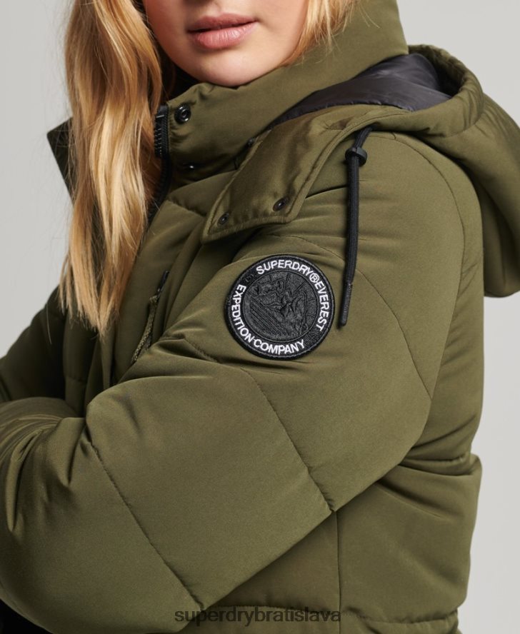 Superdry ženy longline everest kabát 6B4ZTR5688 oblečenie zelená