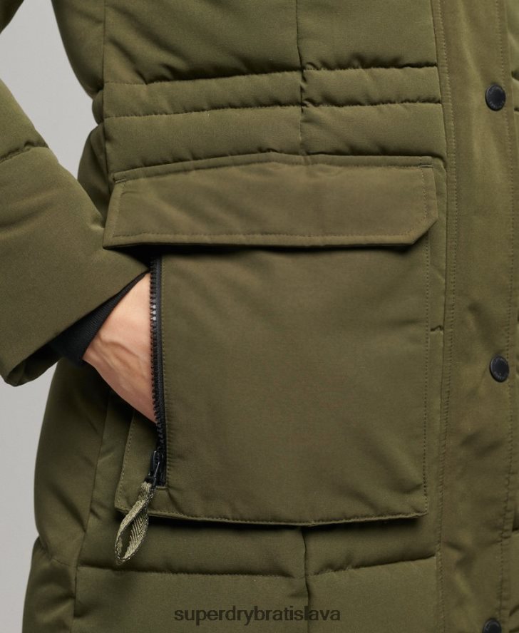 Superdry ženy longline everest kabát 6B4ZTR5688 oblečenie zelená