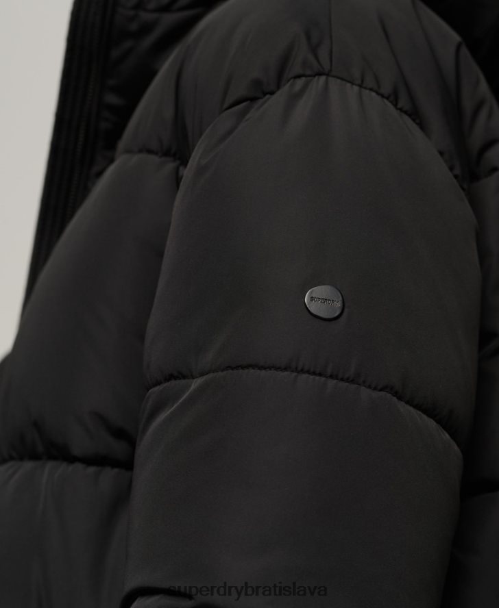Superdry ženy longline puffer kabát 6B4ZTR3571 oblečenie čierna