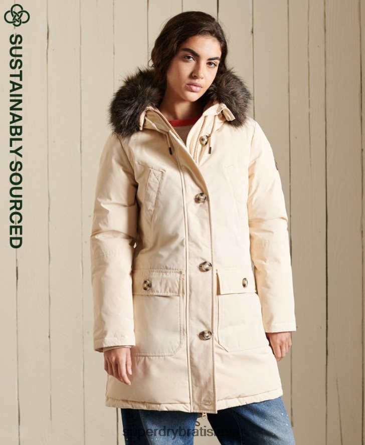 Superdry ženy nováčik dole bunda kabát 6B4ZTR5474 oblečenie krém
