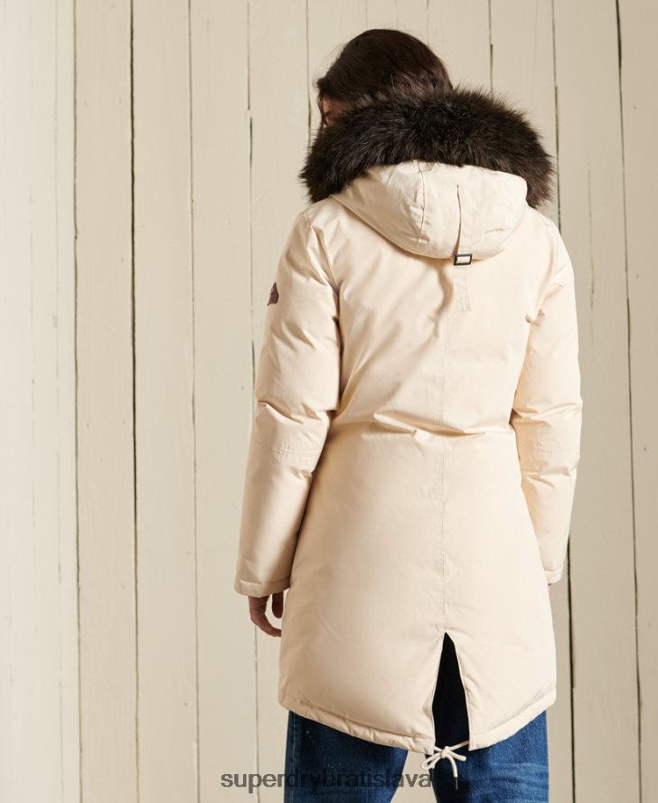 Superdry ženy nováčik dole bunda kabát 6B4ZTR5474 oblečenie krém
