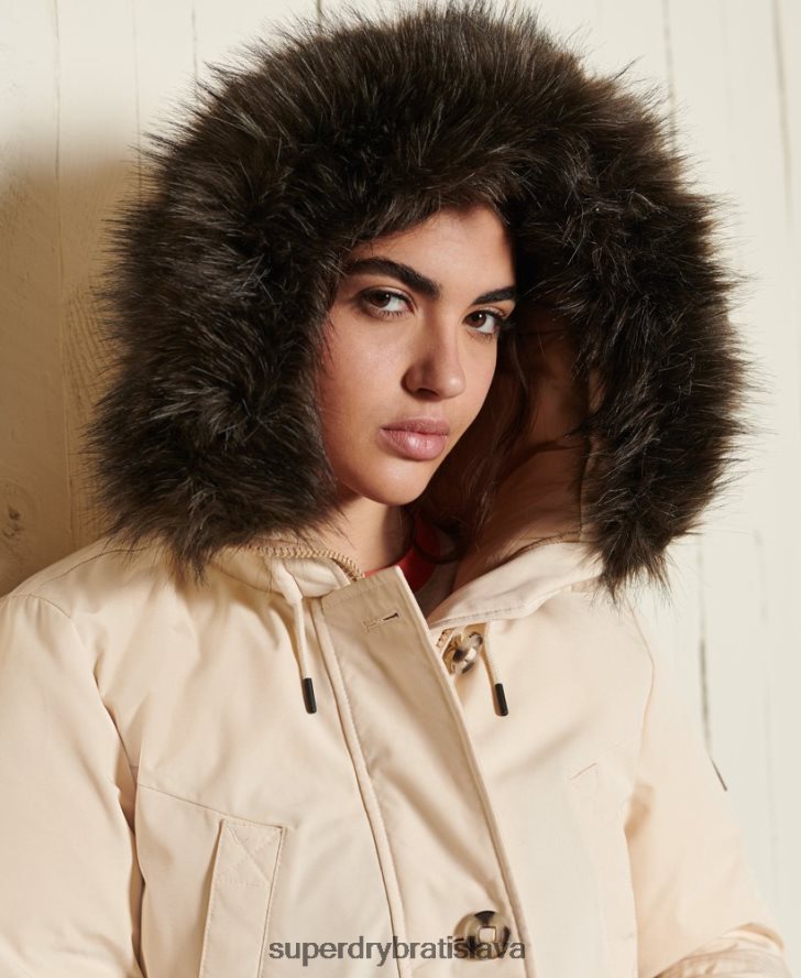 Superdry ženy nováčik dole bunda kabát 6B4ZTR5474 oblečenie krém