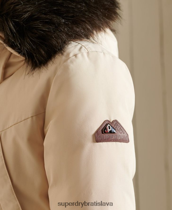 Superdry ženy nováčik dole bunda kabát 6B4ZTR5474 oblečenie krém