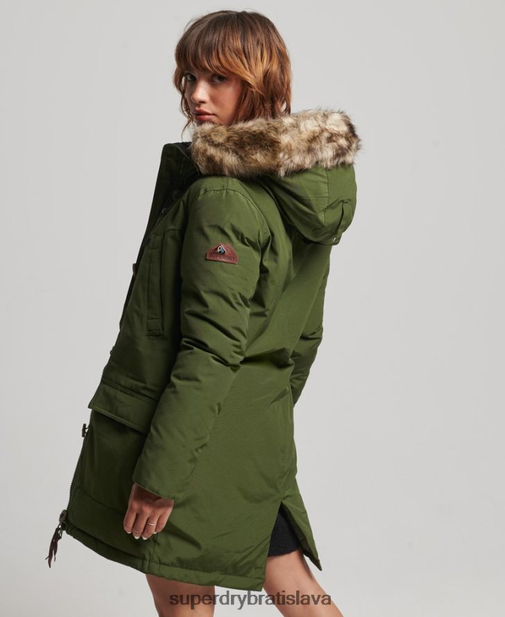 Superdry ženy páperový kabát z umelej kožušiny s kapucňou 6B4ZTR3775 oblečenie zelená