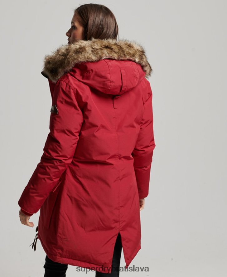 Superdry ženy páperový kabát z umelej kožušiny s kapucňou 6B4ZTR3776 oblečenie červená