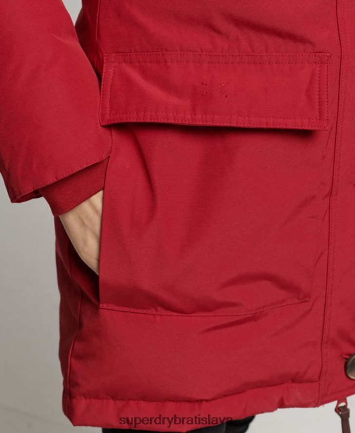 Superdry ženy páperový kabát z umelej kožušiny s kapucňou 6B4ZTR3776 oblečenie červená