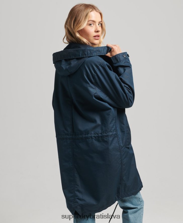 Superdry ženy poľný kabát parka 6B4ZTR3545 oblečenie námorníctvo