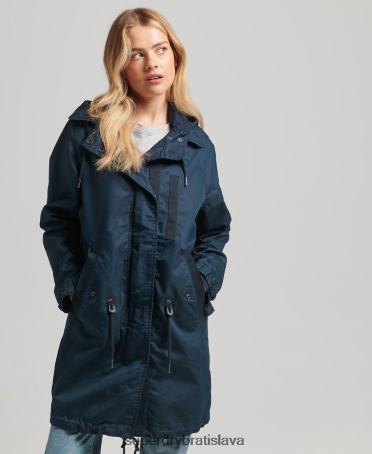 Superdry ženy poľný kabát parka 6B4ZTR3545 oblečenie námorníctvo