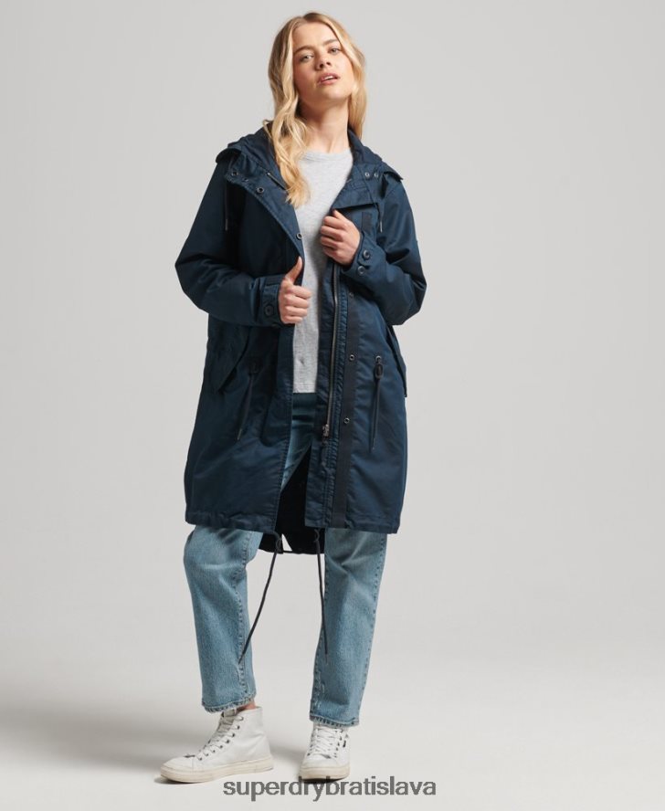 Superdry ženy poľný kabát parka 6B4ZTR3545 oblečenie námorníctvo
