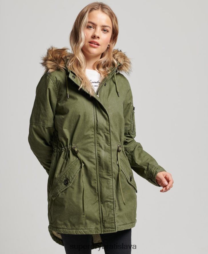 Superdry ženy poľný kabát parka 6B4ZTR5538 oblečenie zelená