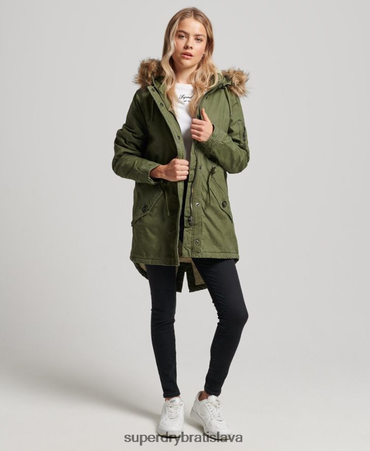 Superdry ženy poľný kabát parka 6B4ZTR5538 oblečenie zelená