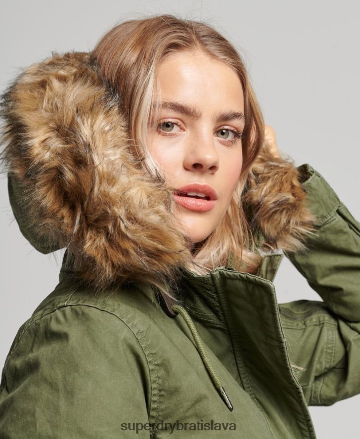 Superdry ženy poľný kabát parka 6B4ZTR5538 oblečenie zelená
