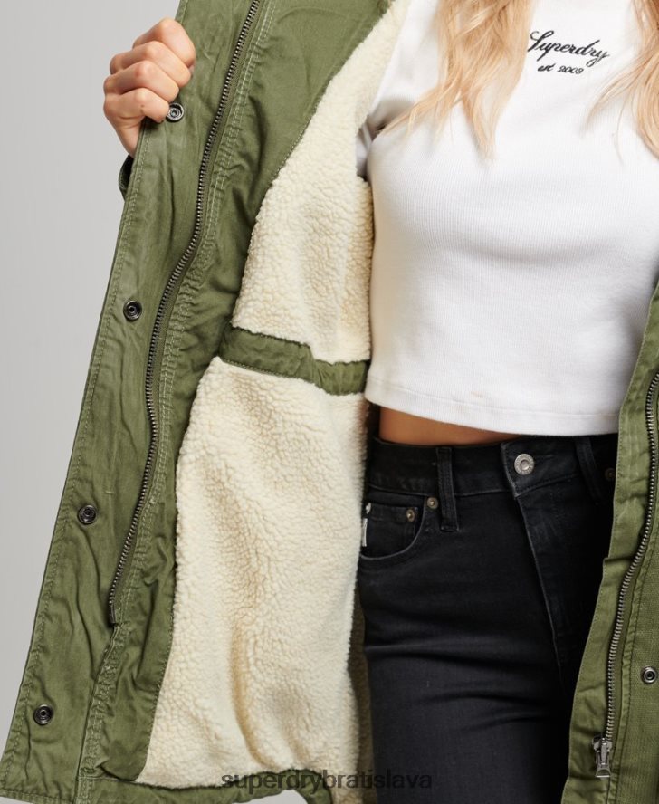 Superdry ženy poľný kabát parka 6B4ZTR5538 oblečenie zelená