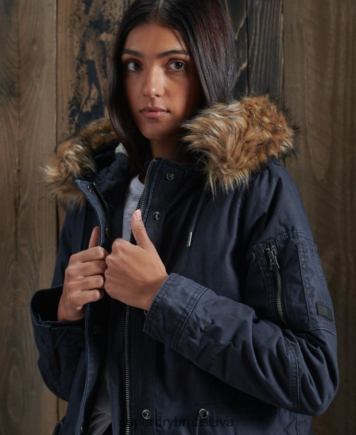 Superdry ženy poľný kabát parka 6B4ZTR5624 oblečenie námorníctvo