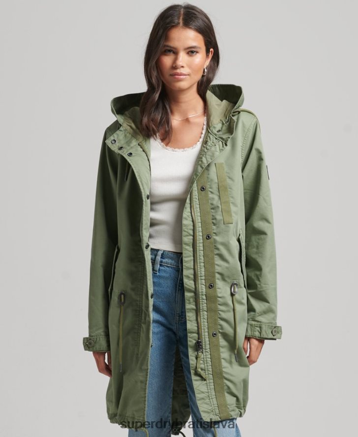 Superdry ženy poľný kabát parka 6B4ZTR5663 oblečenie kaki