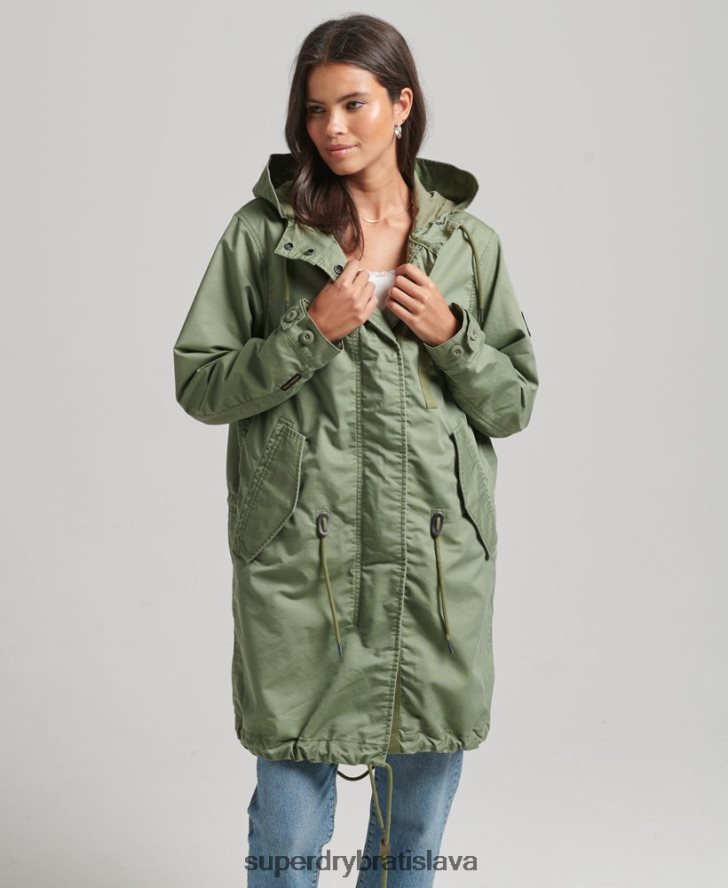 Superdry ženy poľný kabát parka 6B4ZTR5663 oblečenie kaki