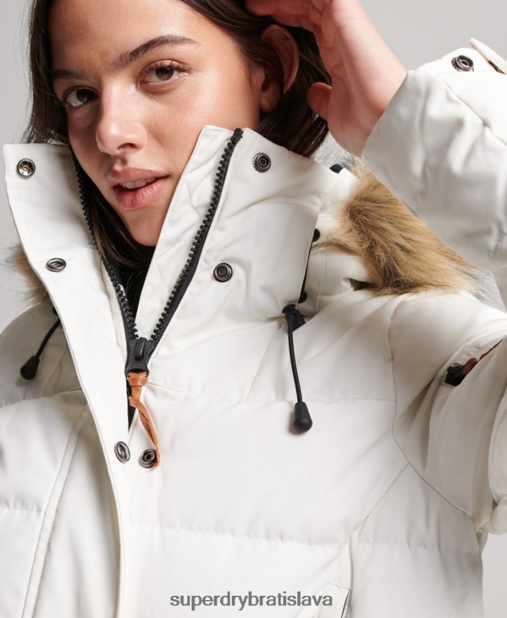 Superdry ženy prémiový páperový boyfriend kabát 6B4ZTR5737 oblečenie krém