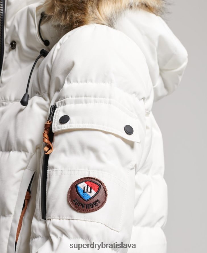 Superdry ženy prémiový páperový boyfriend kabát 6B4ZTR5737 oblečenie krém