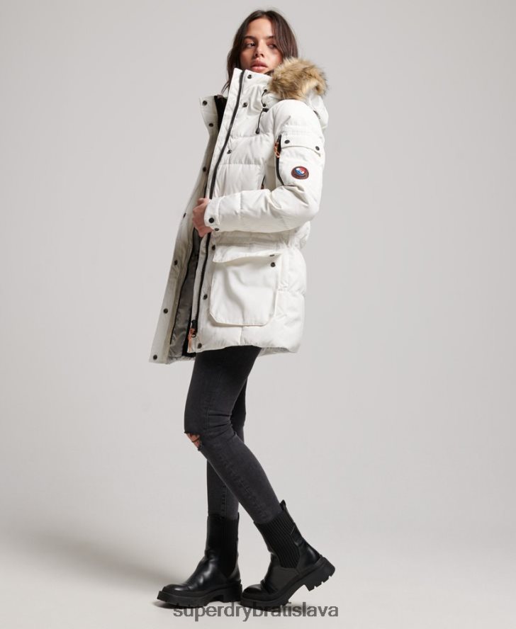 Superdry ženy prémiový páperový boyfriend kabát 6B4ZTR5737 oblečenie krém