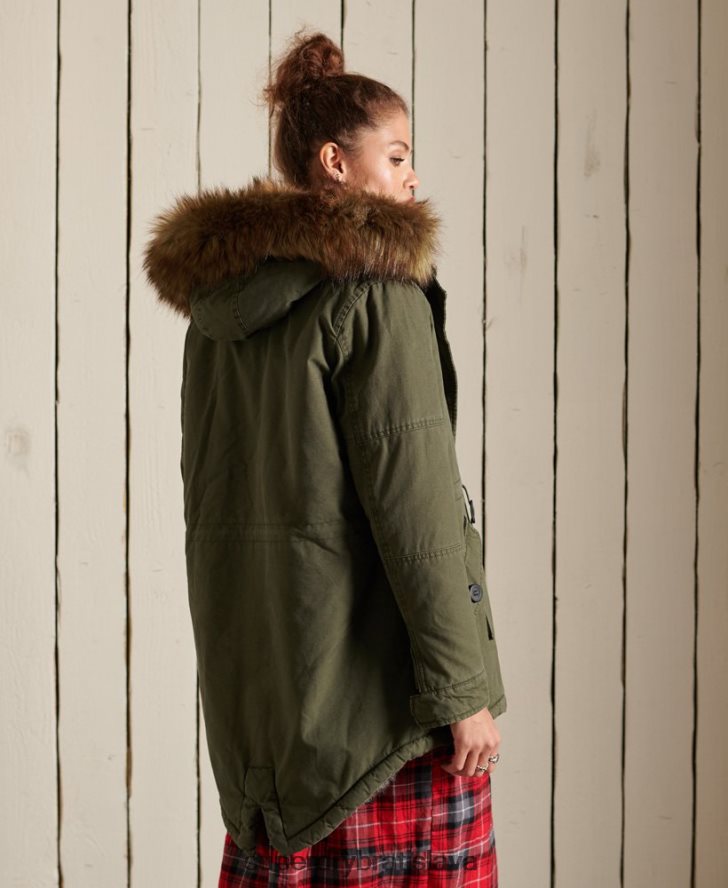 Superdry ženy prémiový vojenský kabát parka 6B4ZTR5639 oblečenie zelená