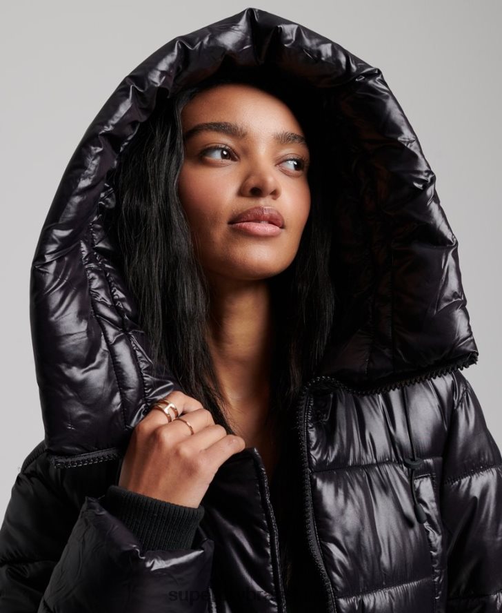 Superdry ženy prikrývka s vysokým leskom 6B4ZTR5642 oblečenie čierna