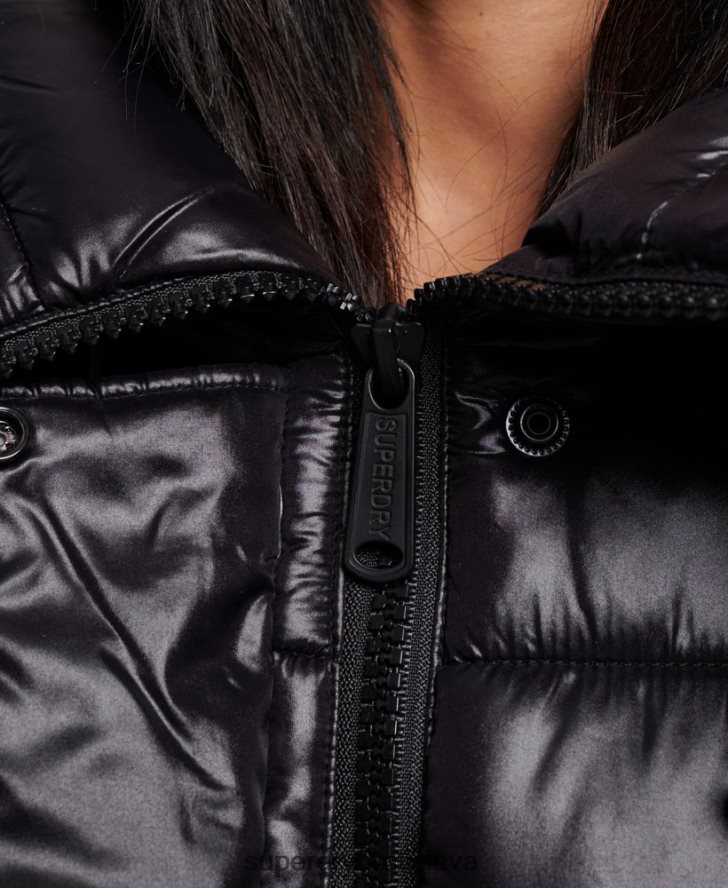 Superdry ženy prikrývka s vysokým leskom 6B4ZTR5642 oblečenie čierna